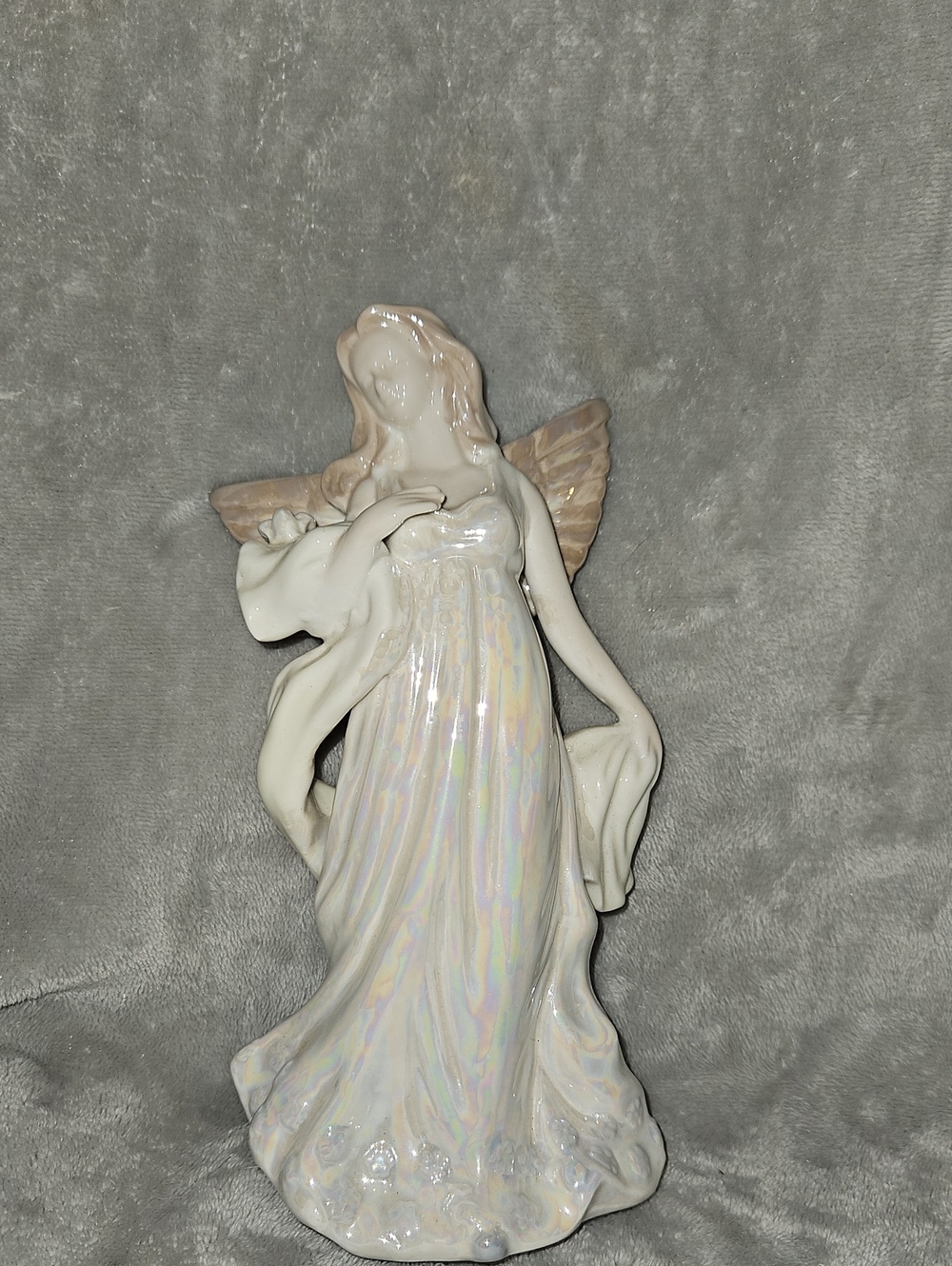 Iridescent White Angel Figurine Home Art Statue